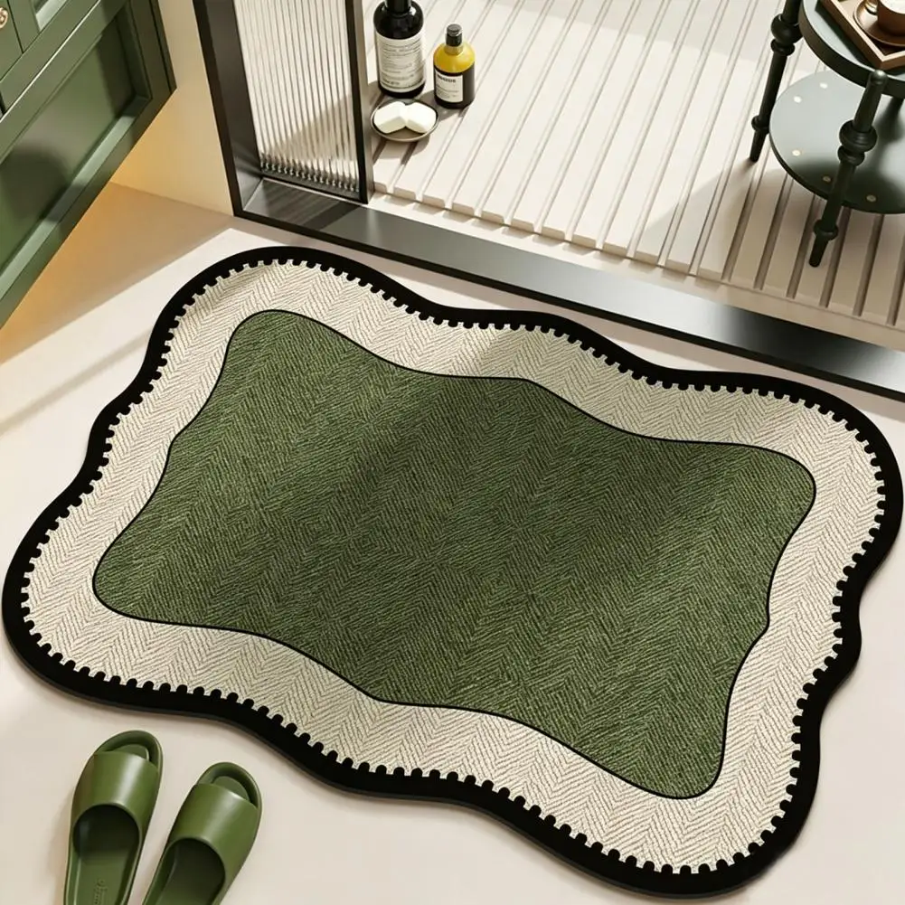 Bathroom Floor Mat Anti-slip Bath Rug Super Absorbent Bathroom Door Mat Retro Diatomaceous Earth Floor Rug with Anti-slip Bottom