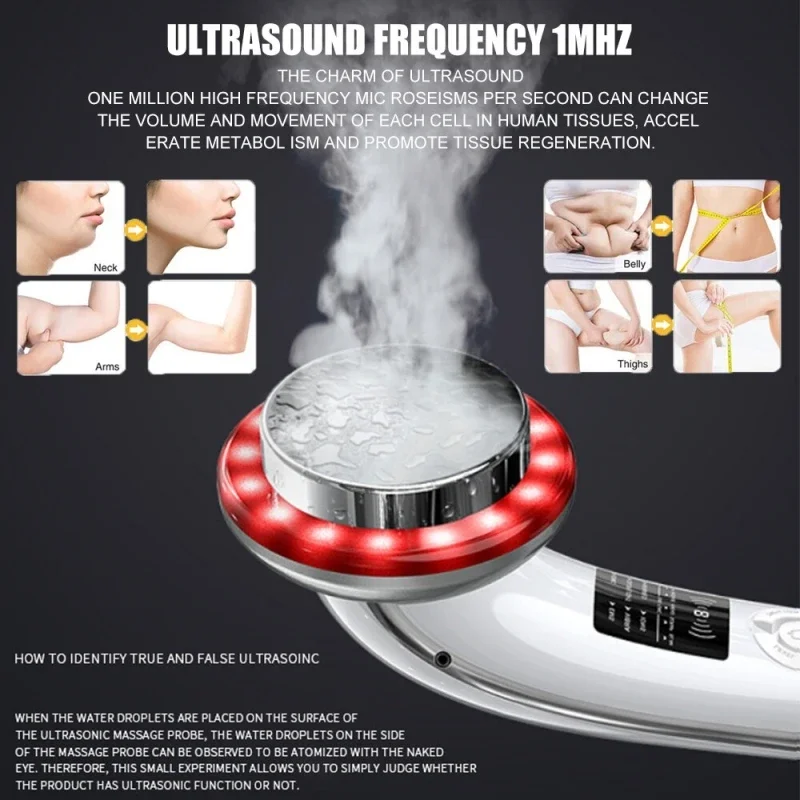 6 In 1 อัลตราซาวด์ Cavitation Body Slimming Massager ลดน้ําหนัก Anti-Cellulite Galvanic อินฟราเรด LED Light Face Lifting เครื่อง