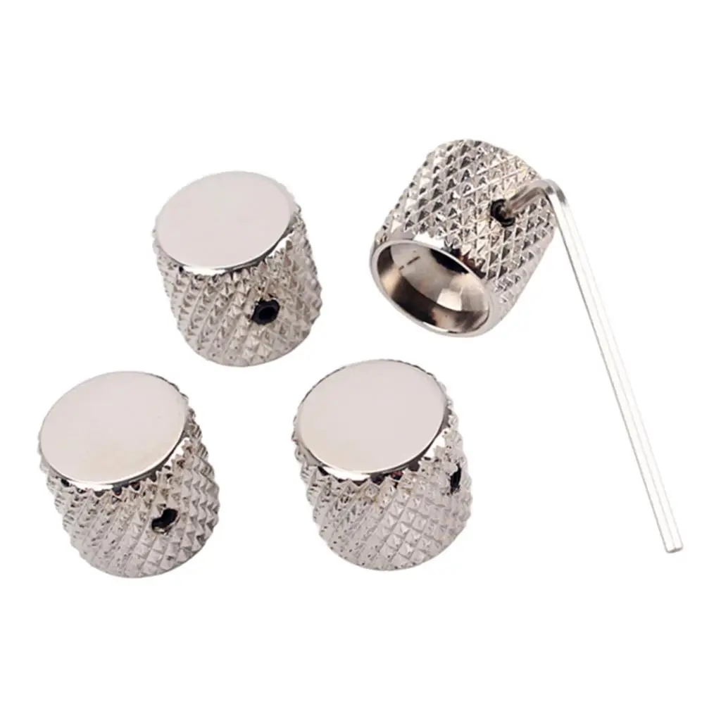 Silver Guitar Control Knob 4 Pack 20mm Metal Dome Type Volume Knob Guitars Accessories for LP TL a B Potentiometer Use