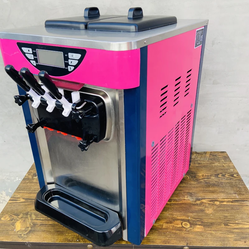 Soft Ice Cream Machines Commercial Sorbet Coolers Tricolor Desktop Sweet Cone Freezing Equipment Vending Machine