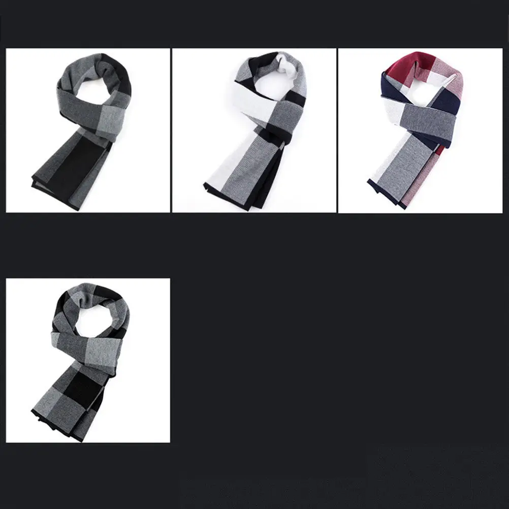 

Men's Winter Long Plaid Scarf Black Grey Thick Warm Neck Shawl Wrap Fashionable Winter Scarves Men Stylish Touch