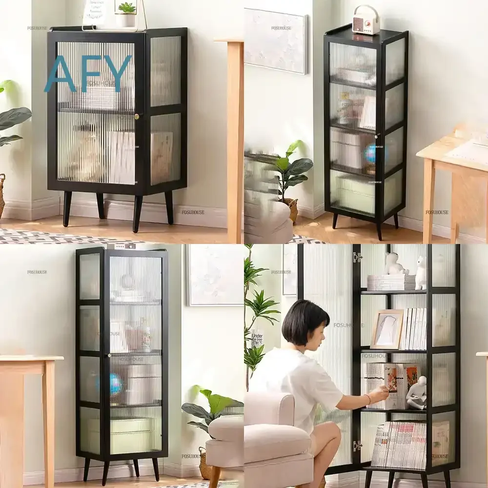 Luxury Transparent Nightstand for Living Room Bedroom Multi-layer Storage Cabinet with Pulley Household Bedside Table