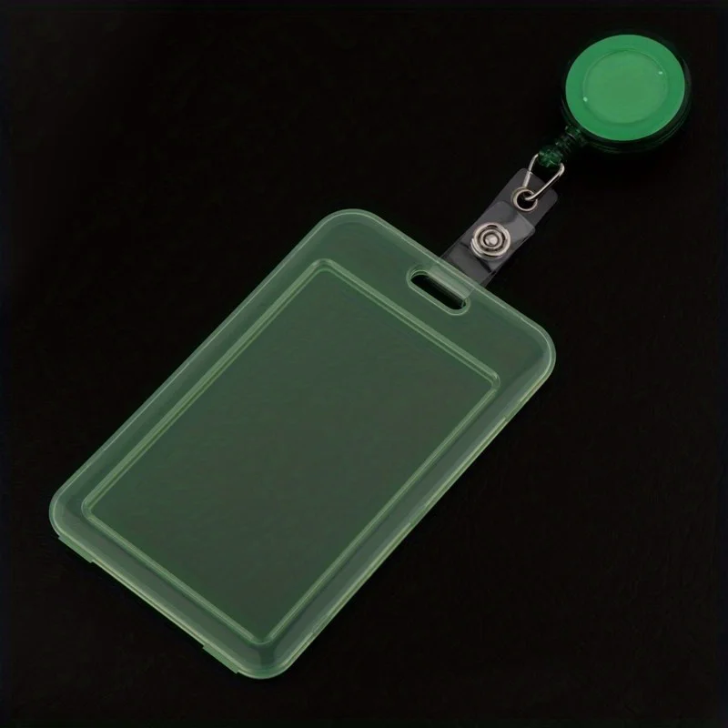 مجموعة بكرة شارة معرف PET شفافة متينة مكونة من 5 قطع - حامل بطاقات بمشبك قابل للسحب لتمرير الطالب/المعلم، بطاقات المفاتيح، رخصة القيادة