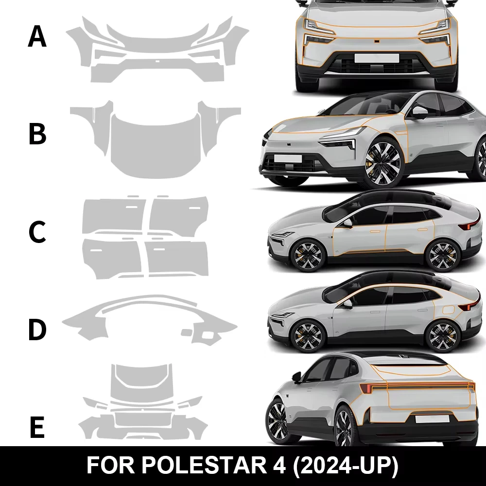

For Polestar 4 2024 2025 TPU Pre-cut Car Paint Protection Film Scratch-resistant Body Wrap Transparent Protective Film PPF Kit