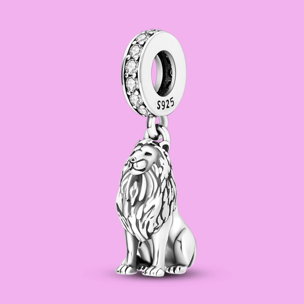 

Подвеска-шарм из стерлингового серебра 925 пробы, подвеска-король Лев, бусины, подходят для оригинального браслета для изготовления ювелирных изделий, подарок на День святого Валентина