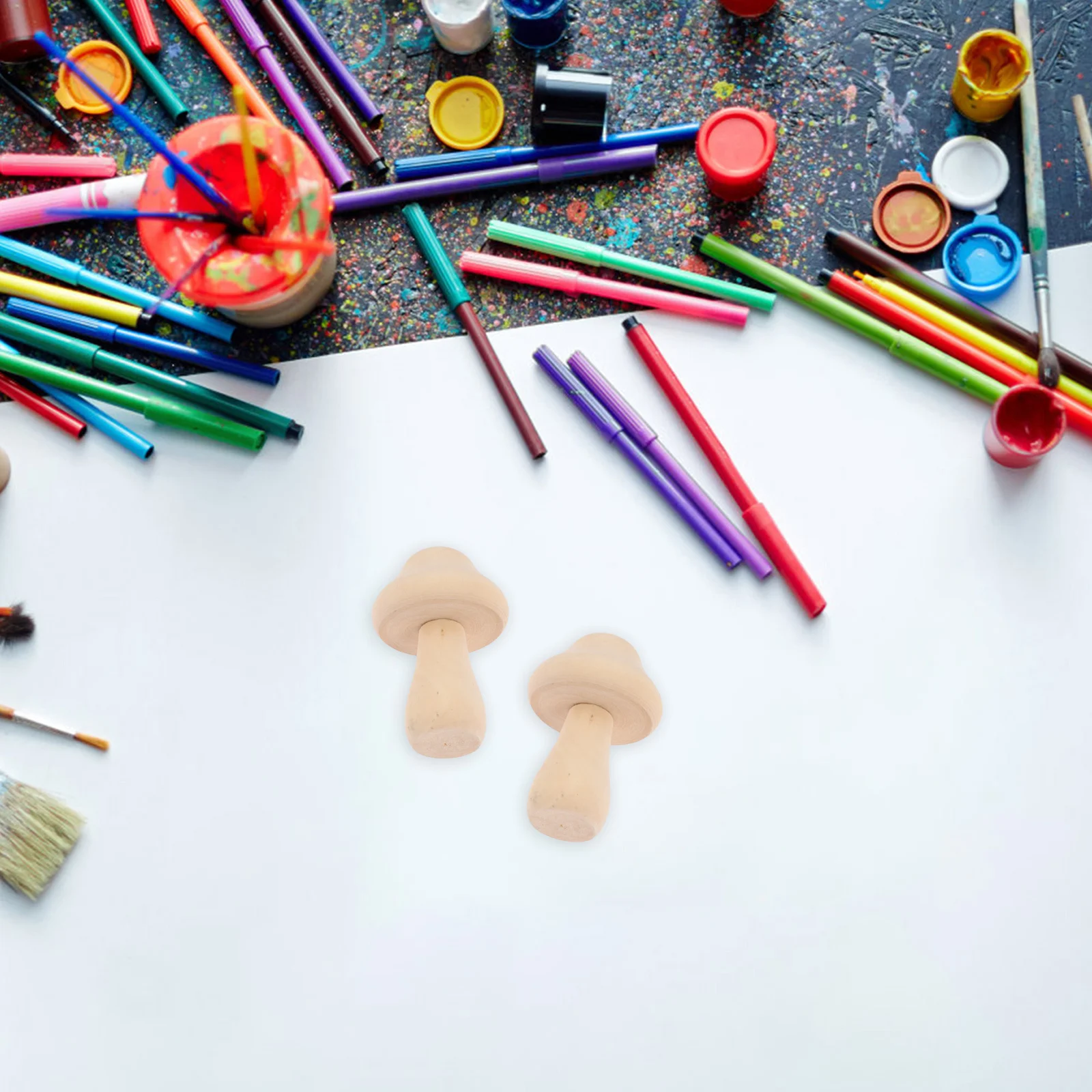 8 pçs inacabado estacas de cogumelo de madeira diy artesanato pintura à mão educacional crianças criativo graffiti cogumelo decoração