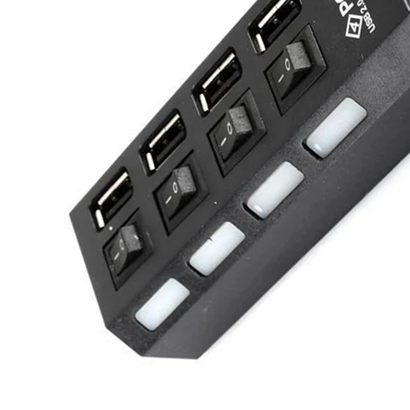 USB 2.0 Hub متعدد USB الفاصل منافذ المحور استخدام محول الطاقة 4 منافذ محور المتوسع المتعدد مع التبديل لملحقات أجهزة الكمبيوتر المحمولة #4