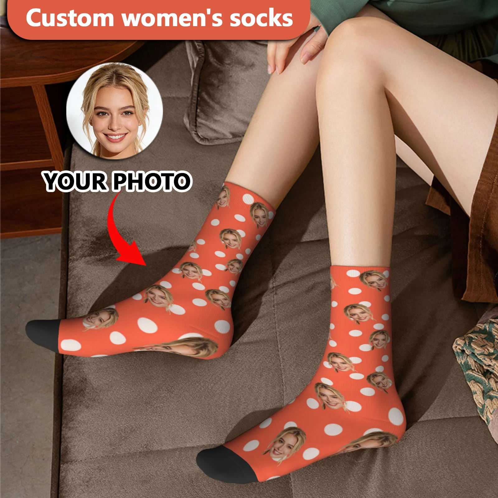 Custom Face Socks Personalized Photo Funny Gift for Women Couples Friends Unique Custom Printed Socks