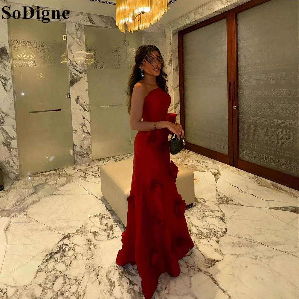 SoDigne Sexy Strapless Mermaid Evening Dresses with 3D Flowers Appliques 2024 Party Prom Gown for Women Bespoke Occasion Dress