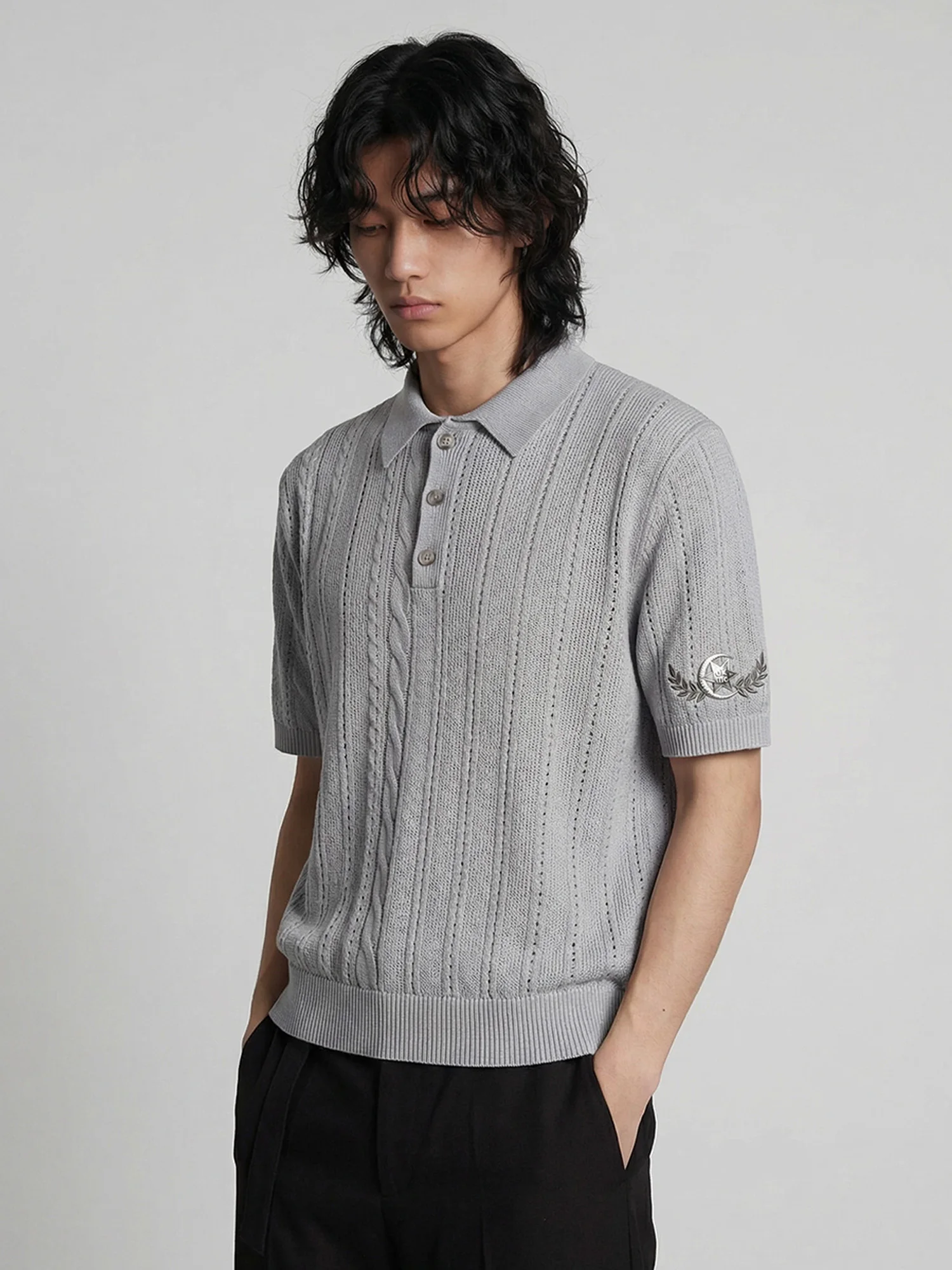 Suéter OKME de Punto Estilo , Casual y Moderno, ex, Cuello en V, Manga Corta, Corte Hoado, Prenda Esencial para Oto...