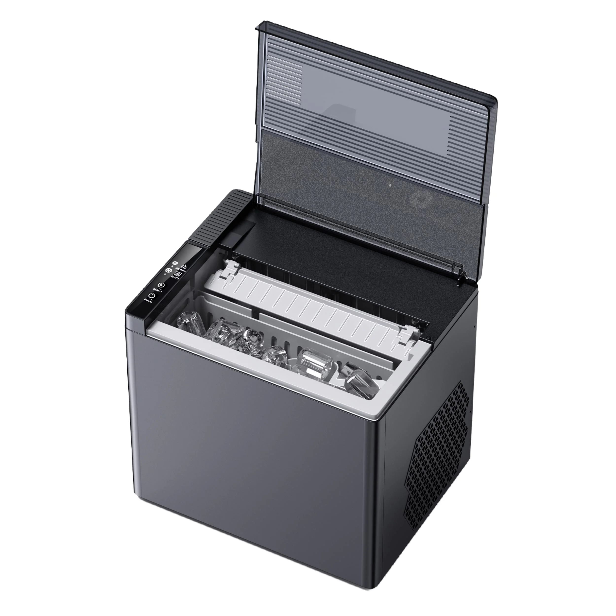 

2025 New Ice Maker Machine Bullet Ice 1.2L Capacity 8 Cubes 6 Mins 26lb/Day Portable Mini Energy Saving Dark