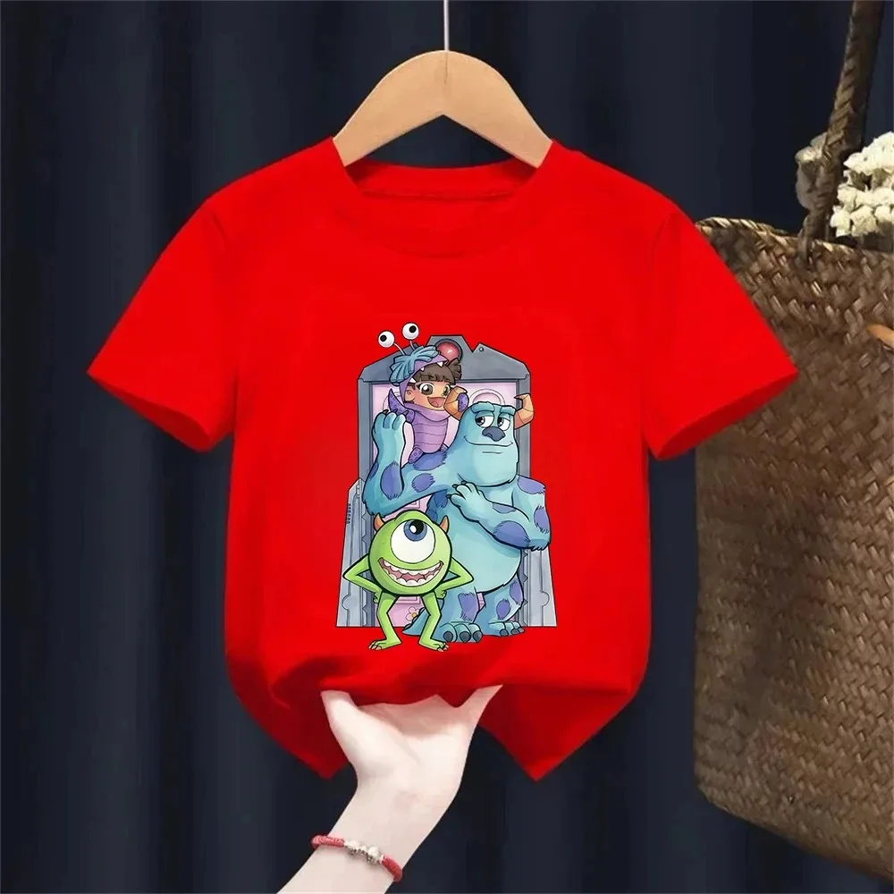 2026 Neues Kinder-Baumwoll-Kurzarm-T-Shirt Hellblau mit Monsters Inc. Aufdruck Rundhals-Oberteil für Jungen & Mädchen Sommerkleidung – Detail 5