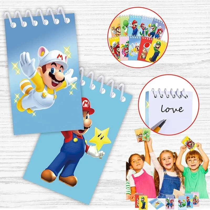 10pcs Game Super Marios Bros Notebook Anime Binder Tear-off Memo Pad Portable Diary Planner Schedule Mini Journal Supplies Gifts