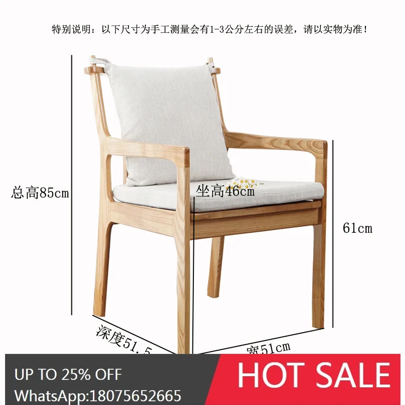 MJY White Ash Wood Dining Light Luxury High-end Home Backrest Master Chair Desk Chair Solid Wood
