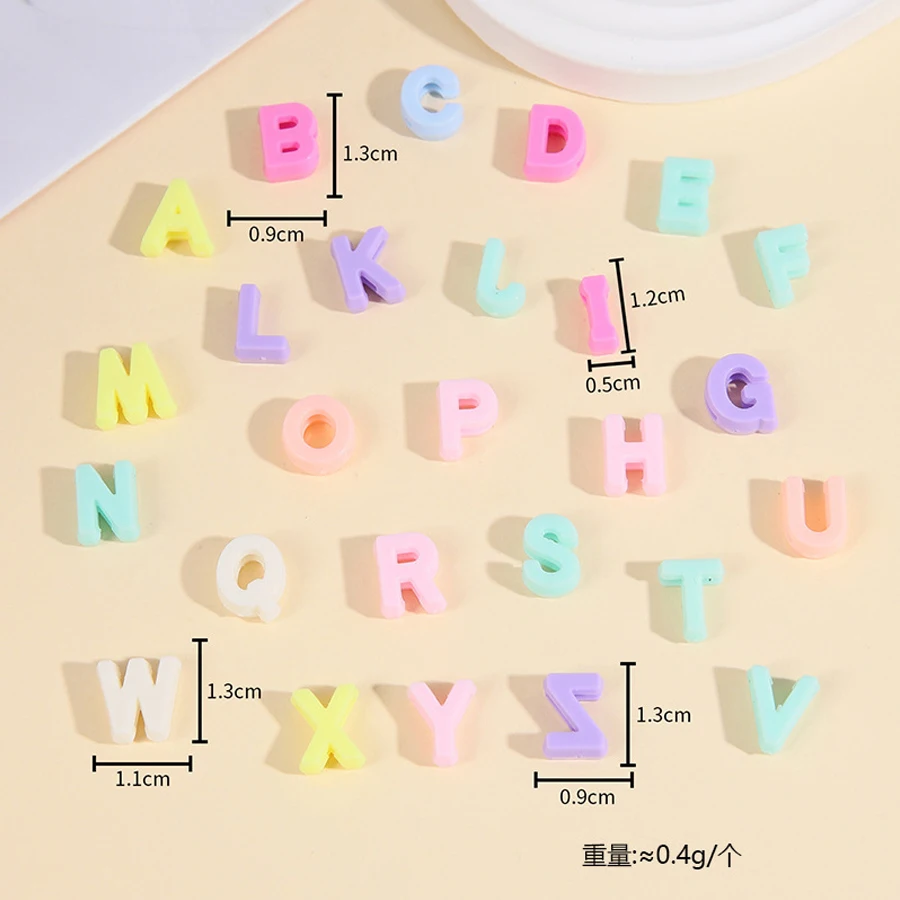 100/200pc Mixed Acrylic Color Resin Letter Flat Beads Flat Hole Cartoon 26 English Letter Beads Beaded DIY Jewelry Accessories image 2
