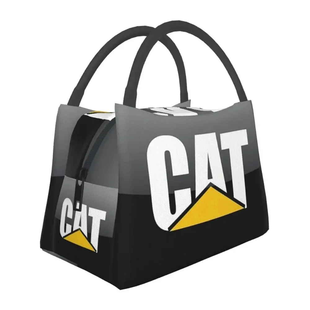 Cat-caterpillar Logo Lunch Bags Insulated Bento Box Resuable Lunch Tote Picnic Bags Cooler Thermal Bag for Woman Student School