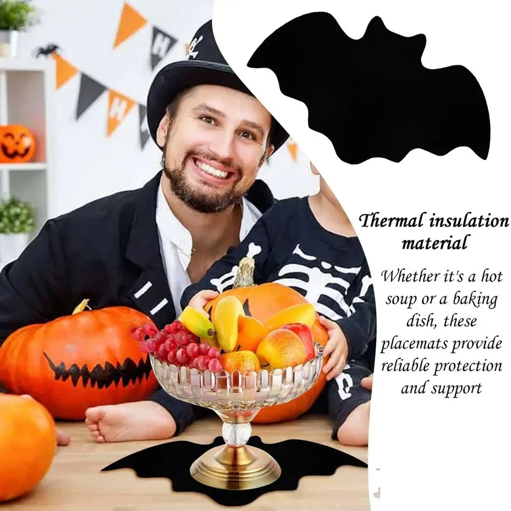 

ABJY Bat Placemats Halloween Table Place Mats Non-Slip Cup Mat Heat Resistants Table Decoration for Home Kitchen