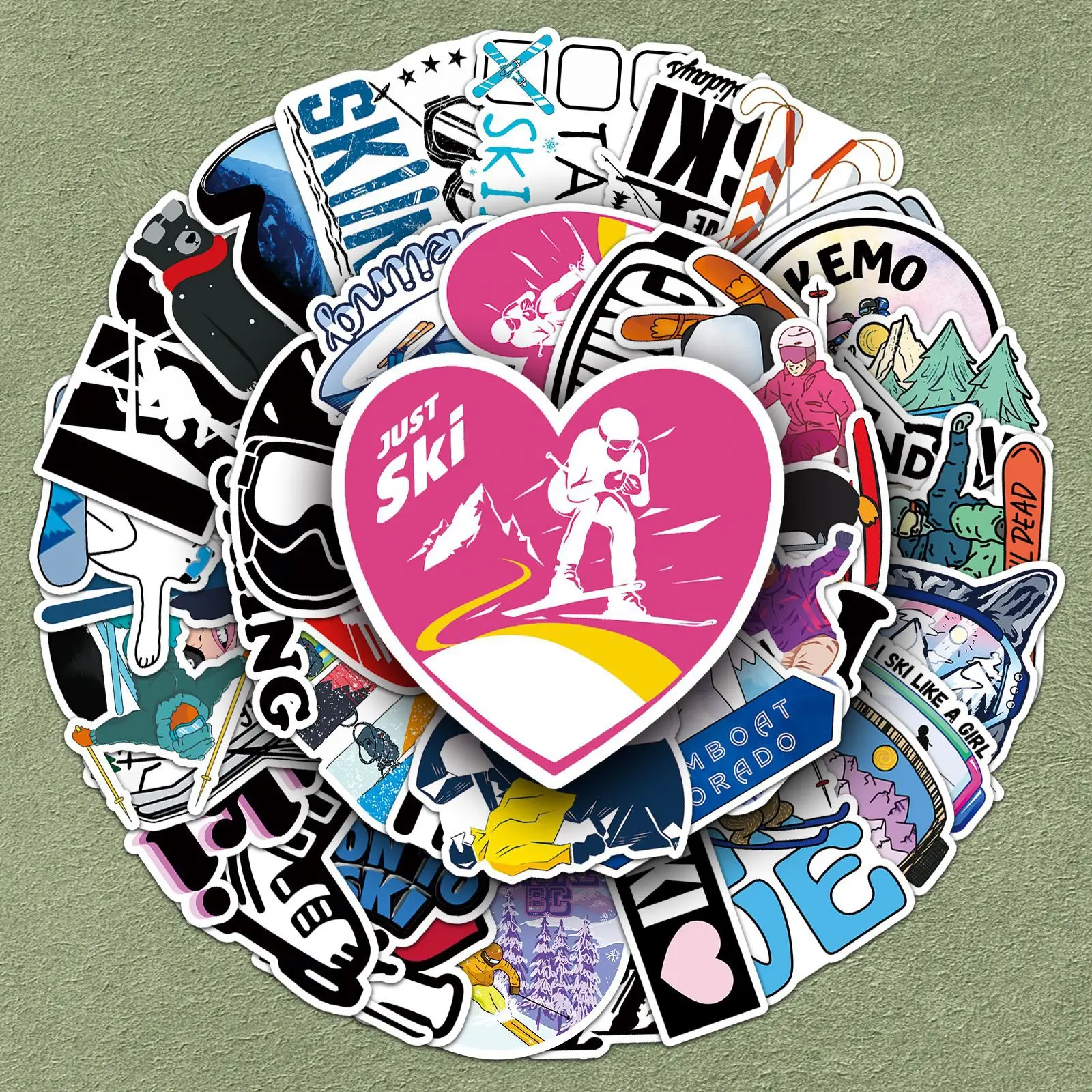 

50PCS Skiing Extreme Sports Cartoon Images Graffiti Text Decoration Skateboard Laptop iPad Waterproof Sticker Kids Toy