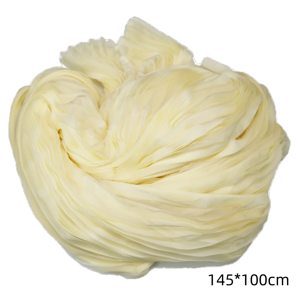 Fashion Light Chiffon Pleated Organza Fabric 1 Yard Handmade Wrinkled Cloth Fabric DIY Material Summer