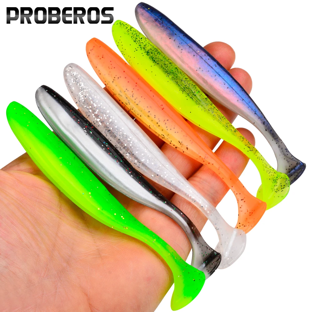 Proberos 4/10 Stück 9/12 cm 4,7/9 g T-Tail Swimbait Silikon-Weichwurmköder Künstlicher Köder Wobbler für Meeres- und Süßwasser-Angelausrüstung