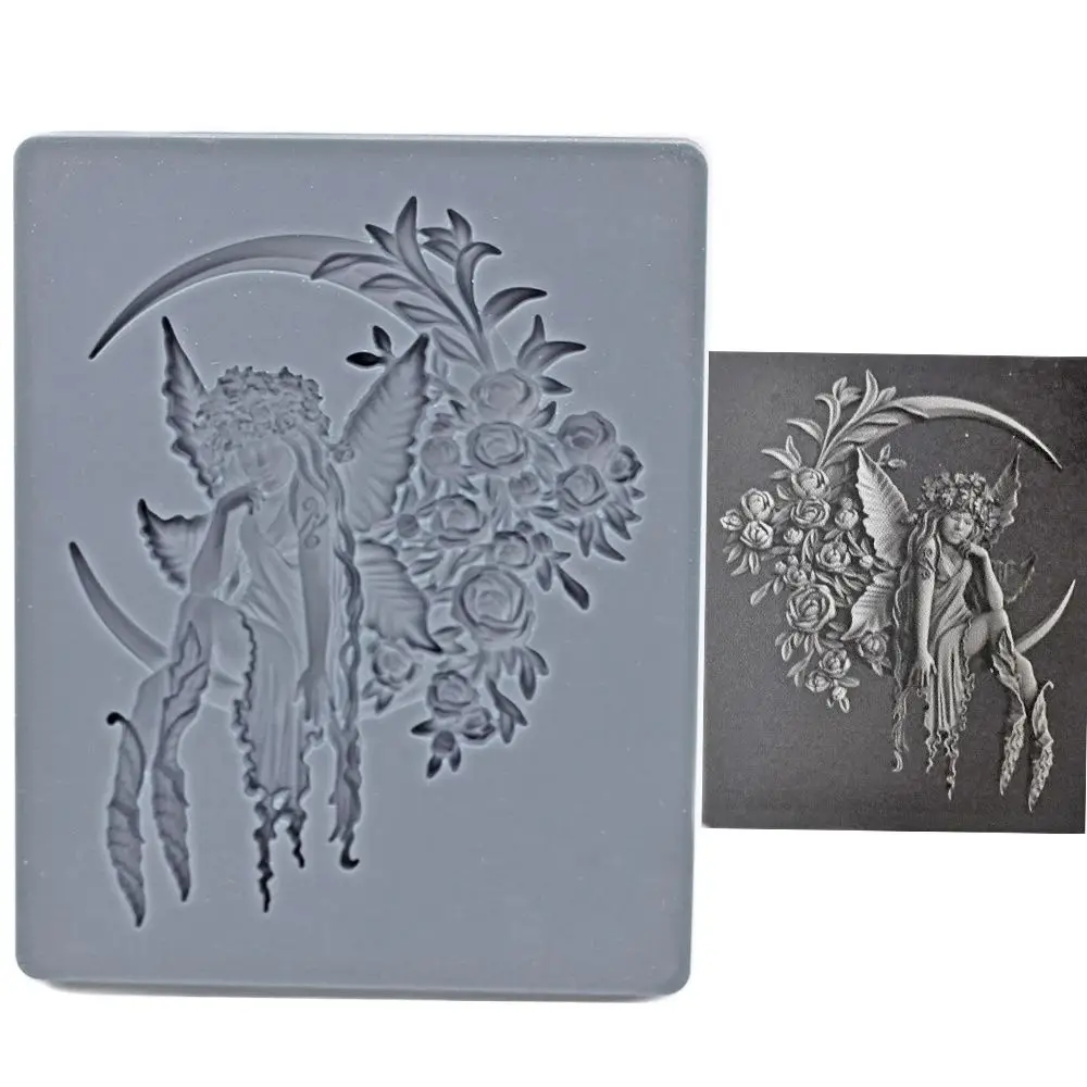 Molde de silicona para Fondant, decoración de glaseado de Chocolate, Luna, universo, Hada, elfos de flores, DIY, Sugarcraft