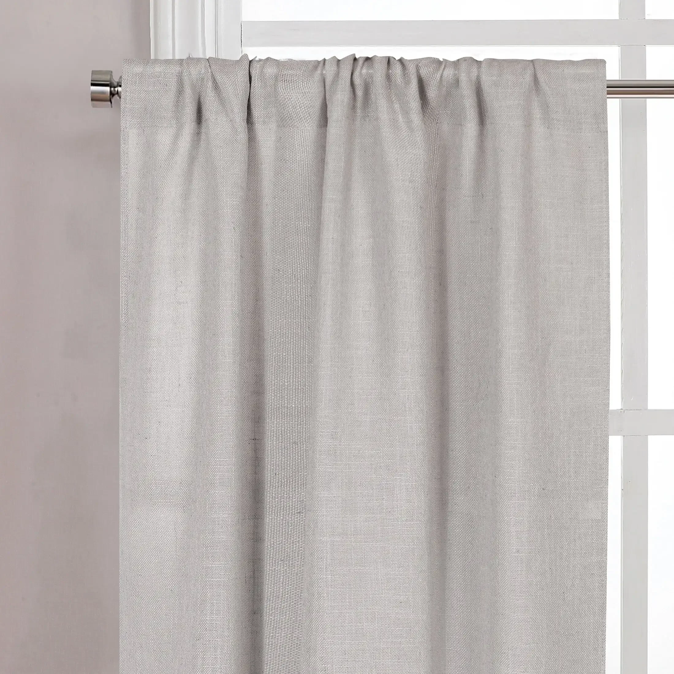 Linen Blend Light Filtering Rod Pocket Kitchen Curtain Tiers and Valance, Set of 3