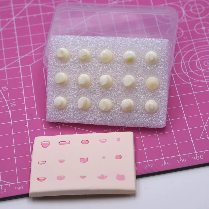 15Pcs/Sets Q-version Clay Mouth Press Mold DIY Handmade Ultra-light Clay Doll's Mouth Expression Decoration Clay Molds