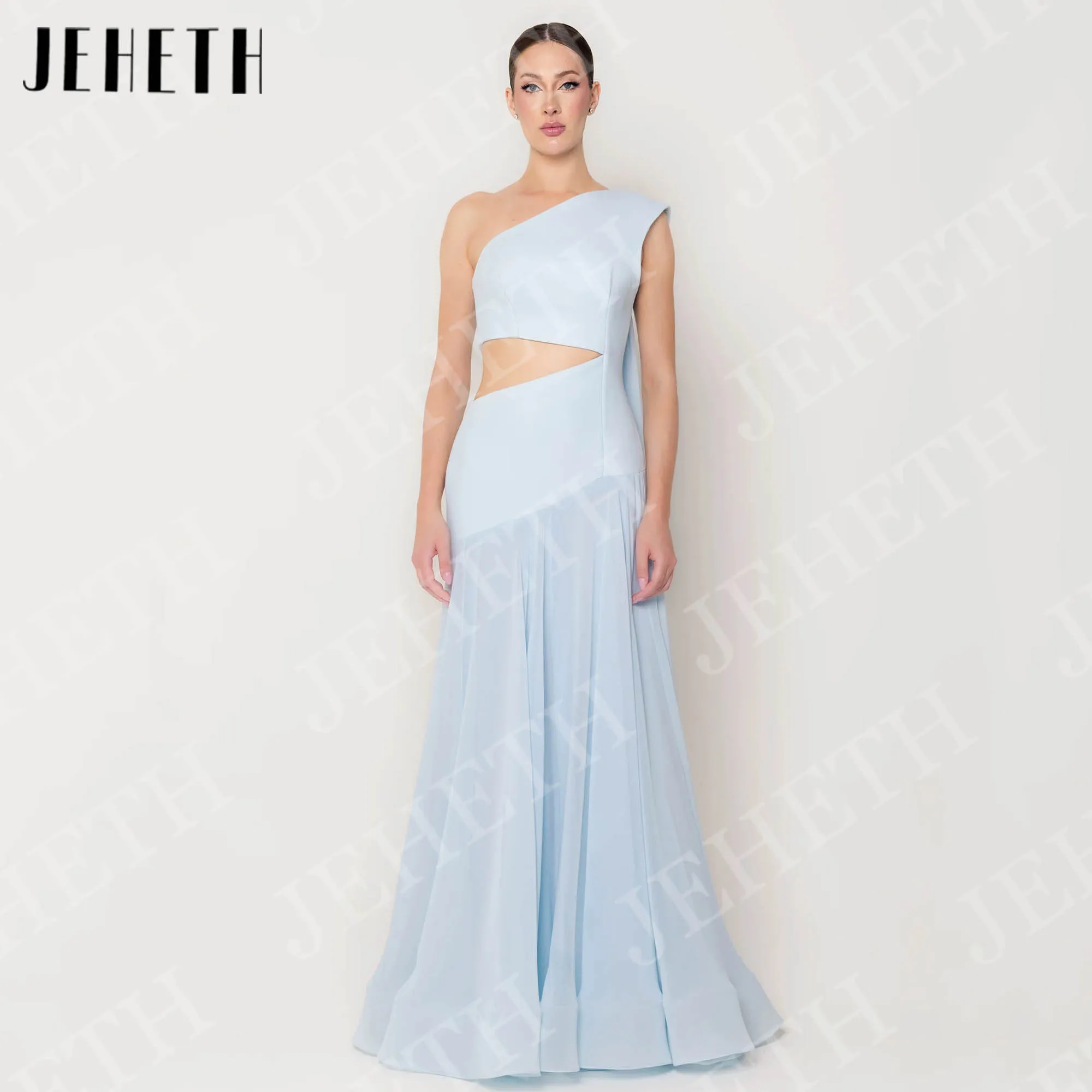 

JEHETH Simple Elegant Mermaid Evening Dresses One Shoulder Chiffon Formal Party Dress Customized Sky Blue 2026 vestidos de gala