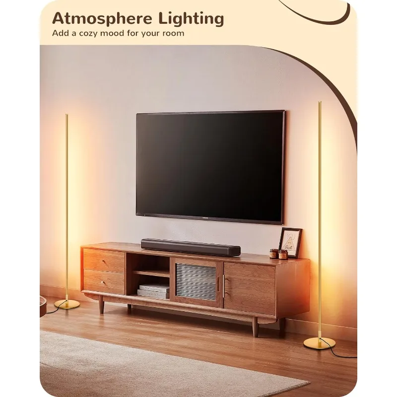 Imagem -02 - Led Corner Floor Lamp com Controle Remoto Minimalista Dimmable Luz pé Lâmpada Alta 575 em