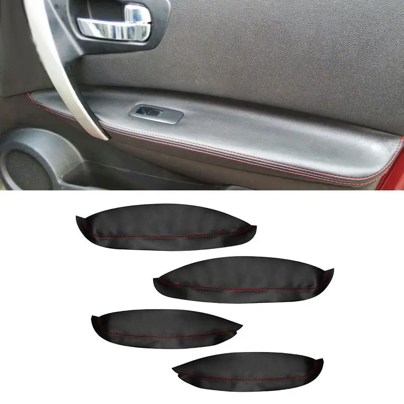 Per Nissan QASHQAI J10 2007 2008 2009 2010 2011 2012 2013 - 2015 pannello porta bracciolo maniglia copertura in pelle microfibra nera Trim