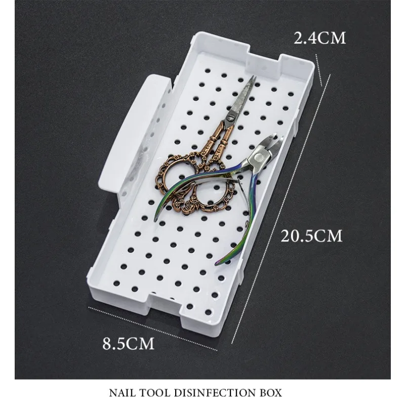 Nail Sterilizer Tray Disinfection Box Salon Nail Art Nipper Tweezers Nail Manicure Equipment Tools Cleaner Sanitize Set Box