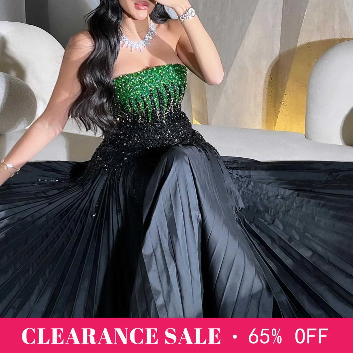 Sharon Sharon Said Super Discounts on Clearance Elegant Black and Green Evening Dress Backless A-Line Women Party Formal Gowns SS224 - Aliexpress Deal