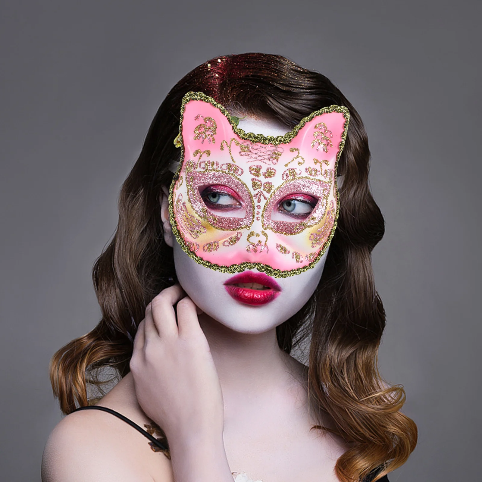 

Novelty Cat Mask Plastic Face Cover for Party Carnival Halloween Cosplay Decorative Costume Accessory Unique Design Easy to Wear