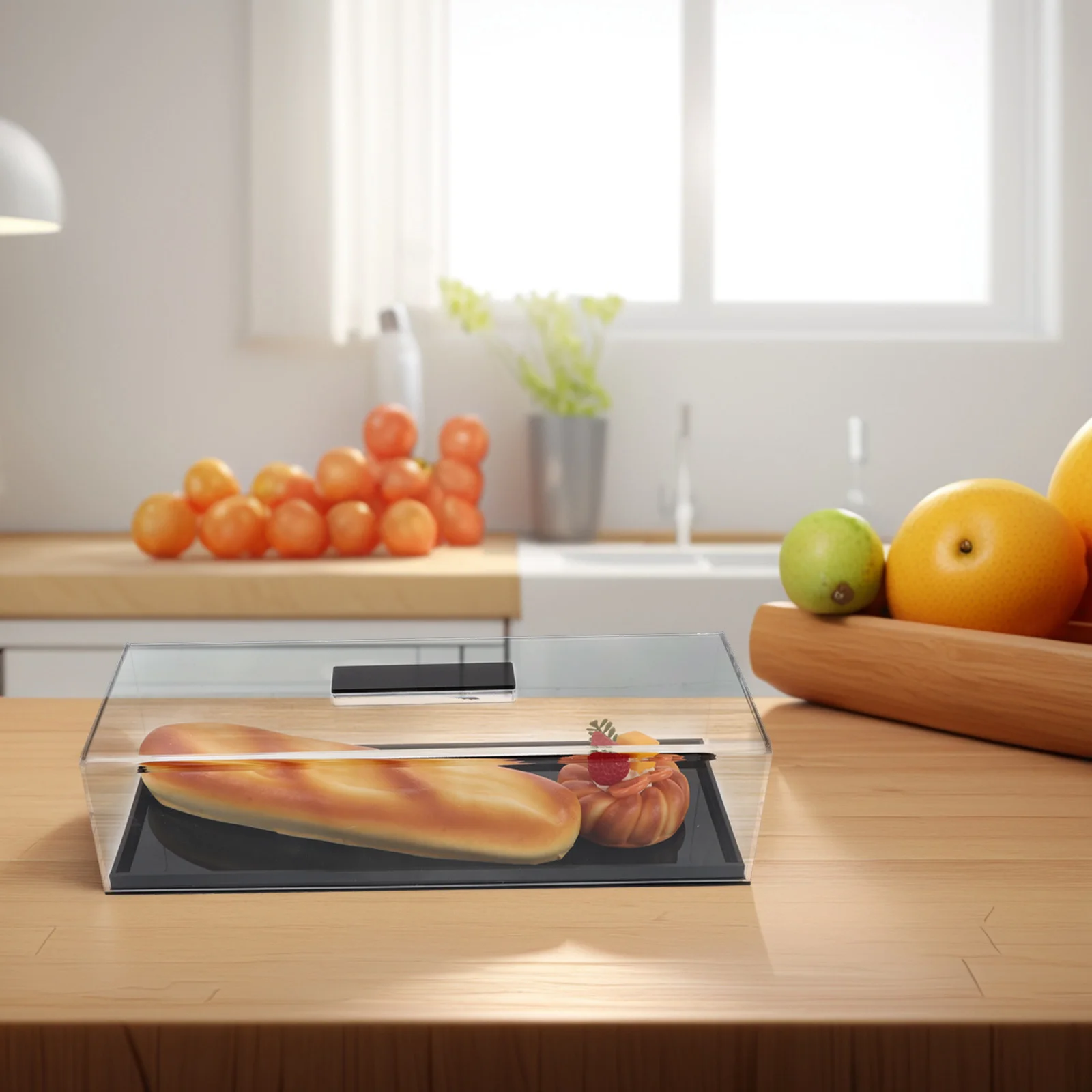 

Rectangular Acrylic Cake Stand Lid Clear Multifunctional Dessert Tray Bread Storage Container Portable Cake Holder