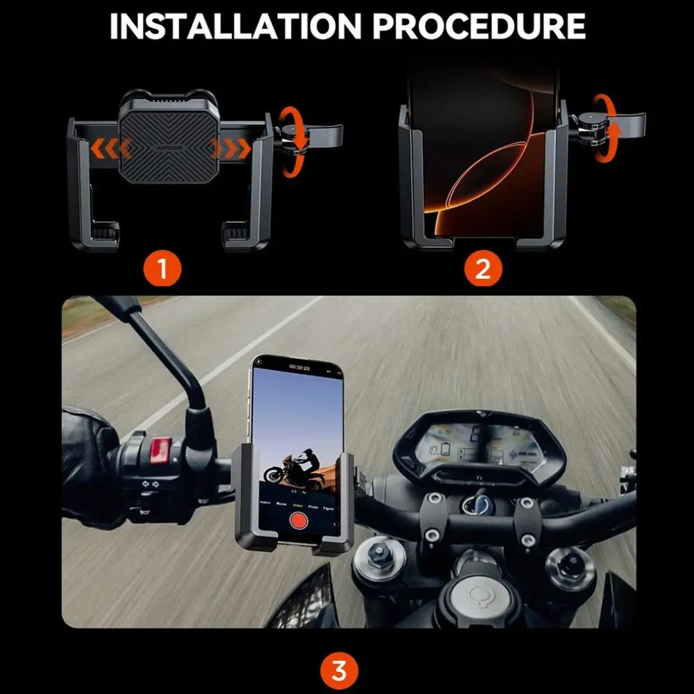 

New PC Motorcycle Phone Holder Black Dual Vibration Dampener Bike Bicycle Phone Mount ABS Mobile Phone Holder Universal