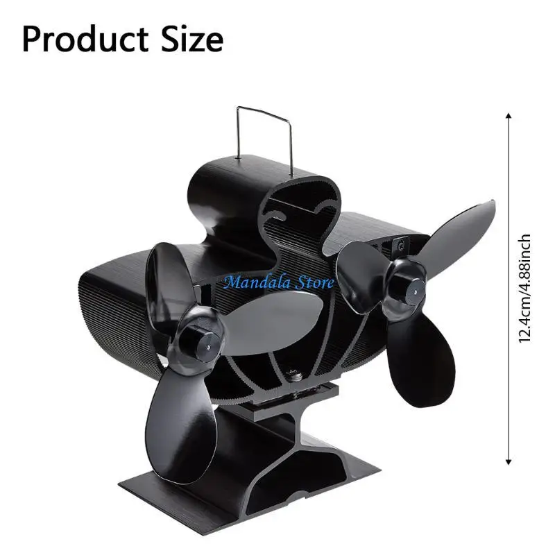 U2JC 熱駆動ストーブファン バッテリー不要 ダブルヘッド暖炉ファン 耐久性