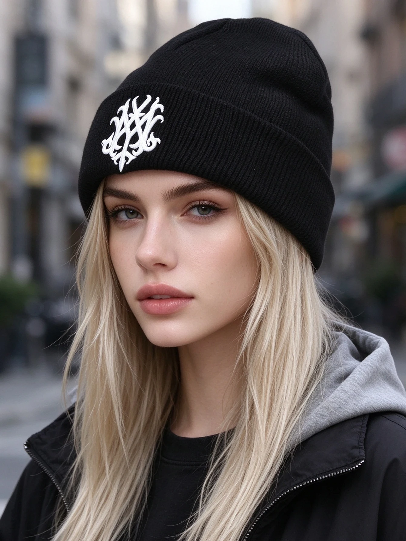 2026 New Design Embroidered Wolf Stick Pattern Crewneck Hat for Men and Women Streetwear Hip-Hop Cold Weather Women's Warm Hat