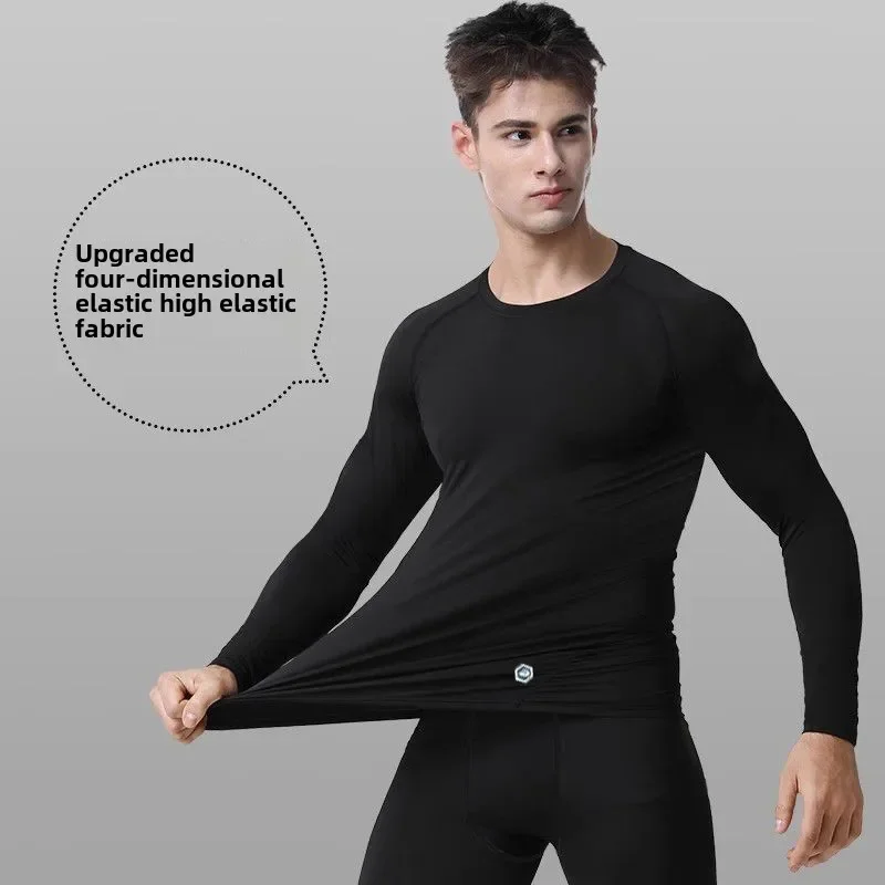 Men Underwear 2pcs tracksuit Set Winter Warm Plush Thermal Undershirts Compression Tights Fitness Sports Mens Sweatsuits Set