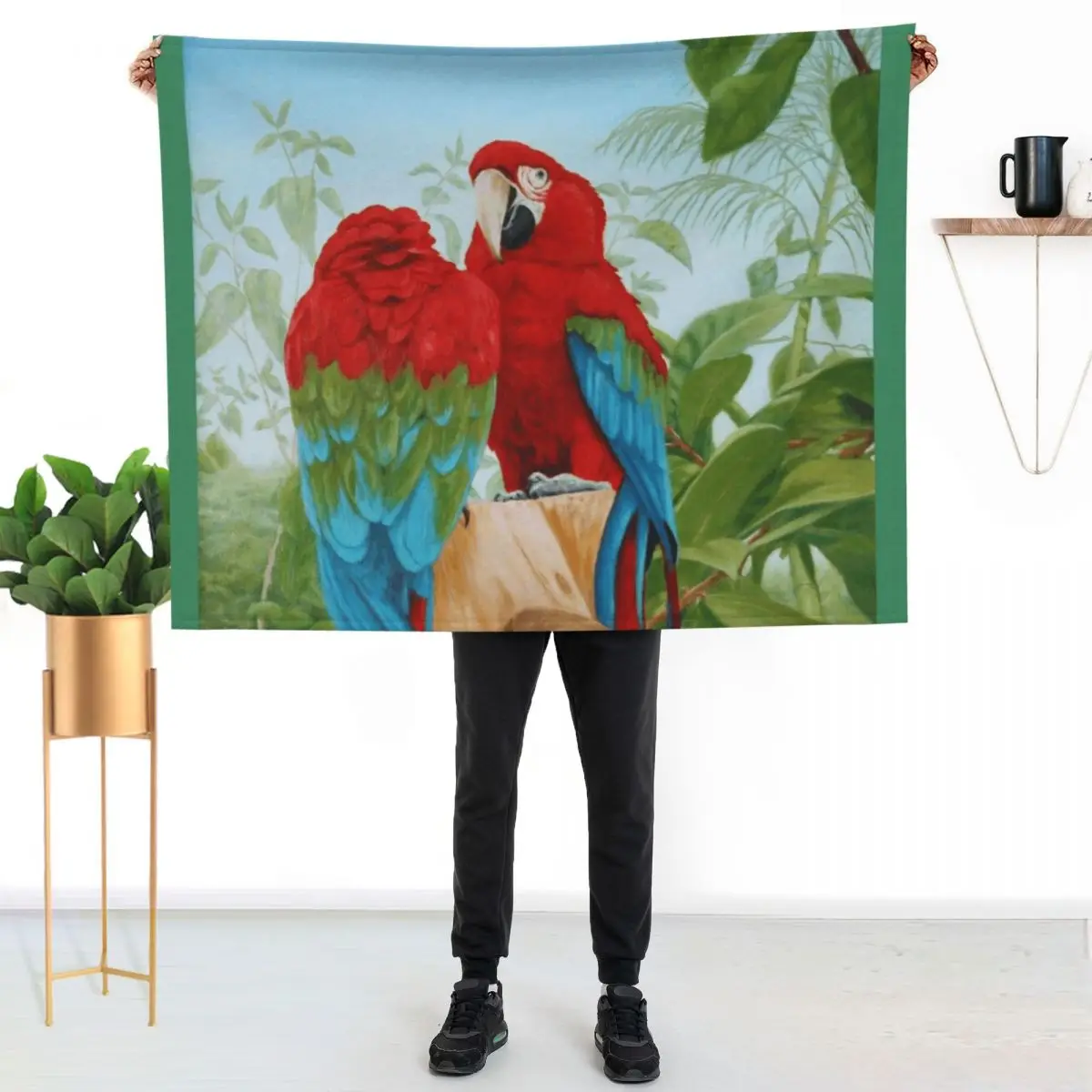 green winged macaws Throw Blanket Loose Sofa Quilt halloween Custom Beautifuls Softest Blankets