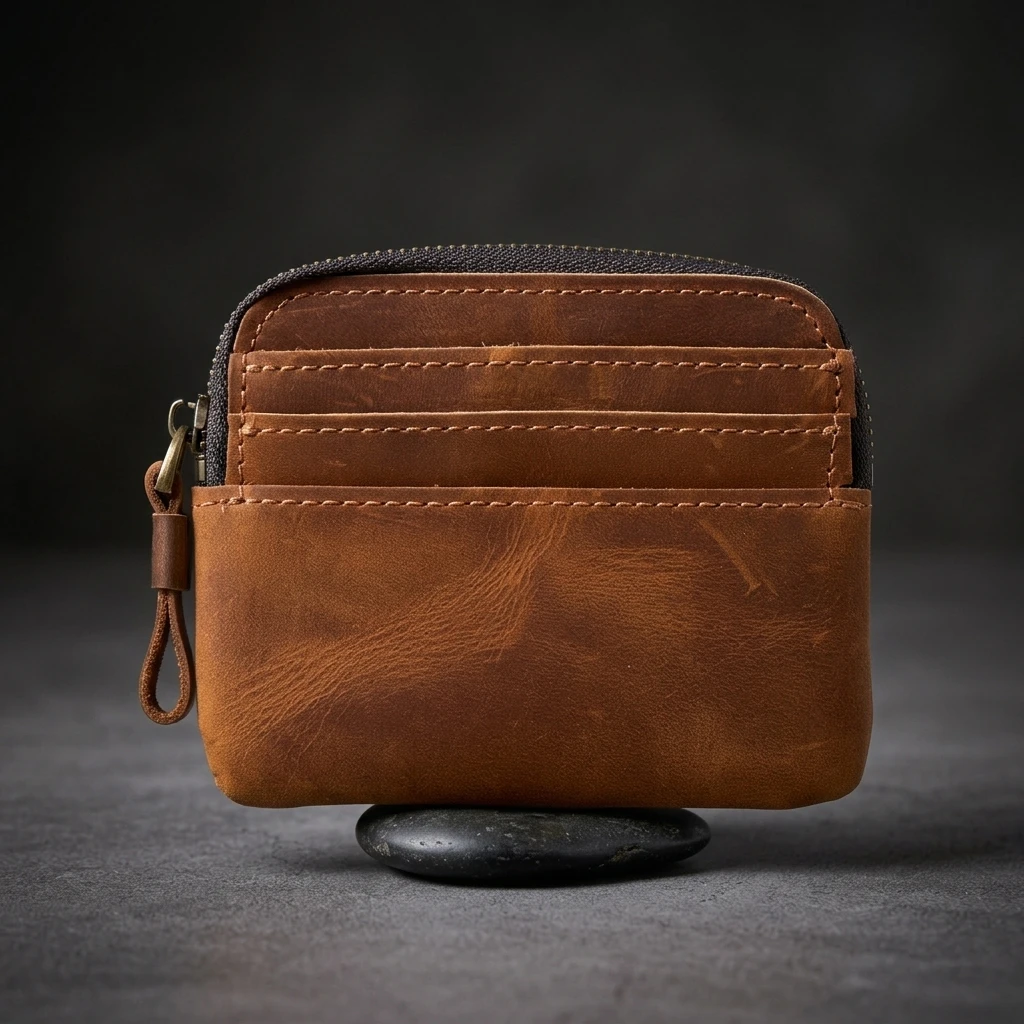 1pc Driver License Wallet Vintage Top Grain Crazy Horse Leather for Daily Use Slim Card Holder Men's Retro Coin Purse