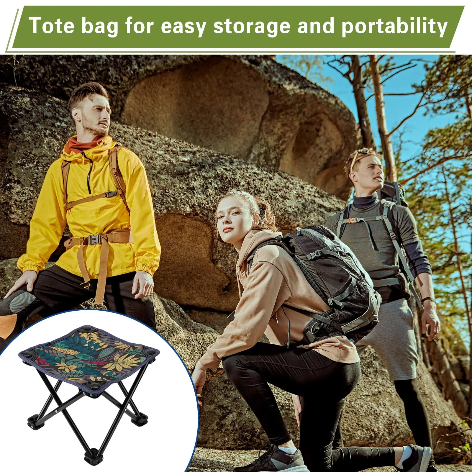 Camping Stool Small Folding Chair Portable Lightweight Stool Seat with Carry Bag for Camping Hunting Fishing