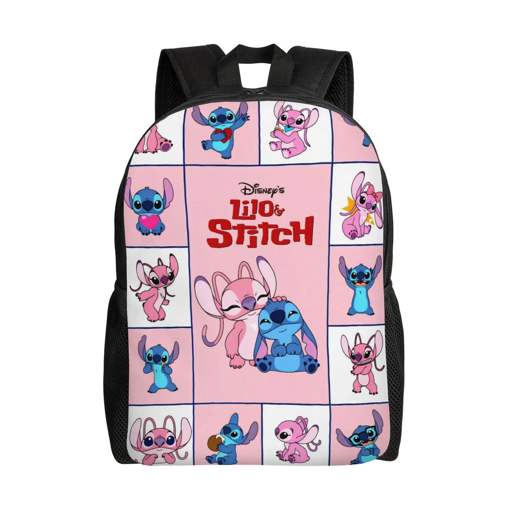 

Рюкзак Stitch Angel для мужчин и женщин, модный, для школы и работы, повседневный, с мультяшным принтом, для ноутбука, холщовый, для активного отдыха