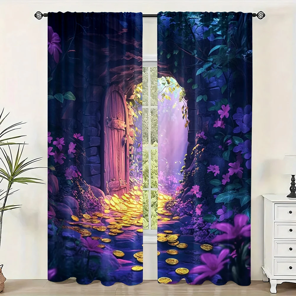 

2pc, Spring Window Drapes coin gate Machine Washable Polyester,Without Electricity Birthday Party for Home, Wall, Yard, Use