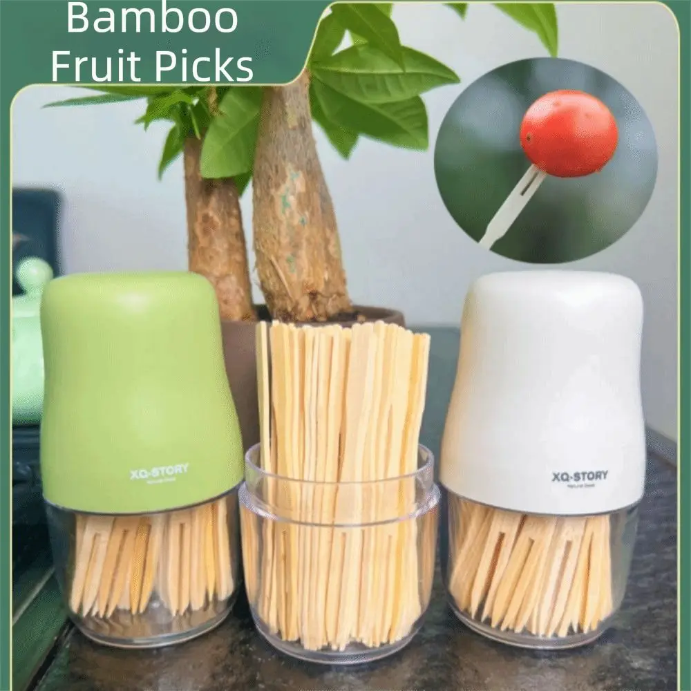 100Pcs Bamboo Appetizer Forks Mini Size Small Picks Fruit Forks Fancy Toothpicks Individually Wrapped Restaurant Tableware