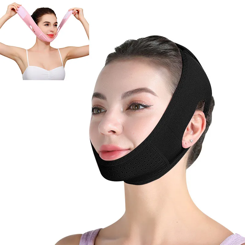 Masker Wajah dagu ganda dengan perban ganda, masker wajah peramping dagu ganda, pita pengangkat LBHL04