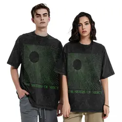 The Temple Of Love The Sisters Of Mercy T Shirts Hip Hop Washed Short Sleeve T-Shirt Novelty for Men Women Streetwear