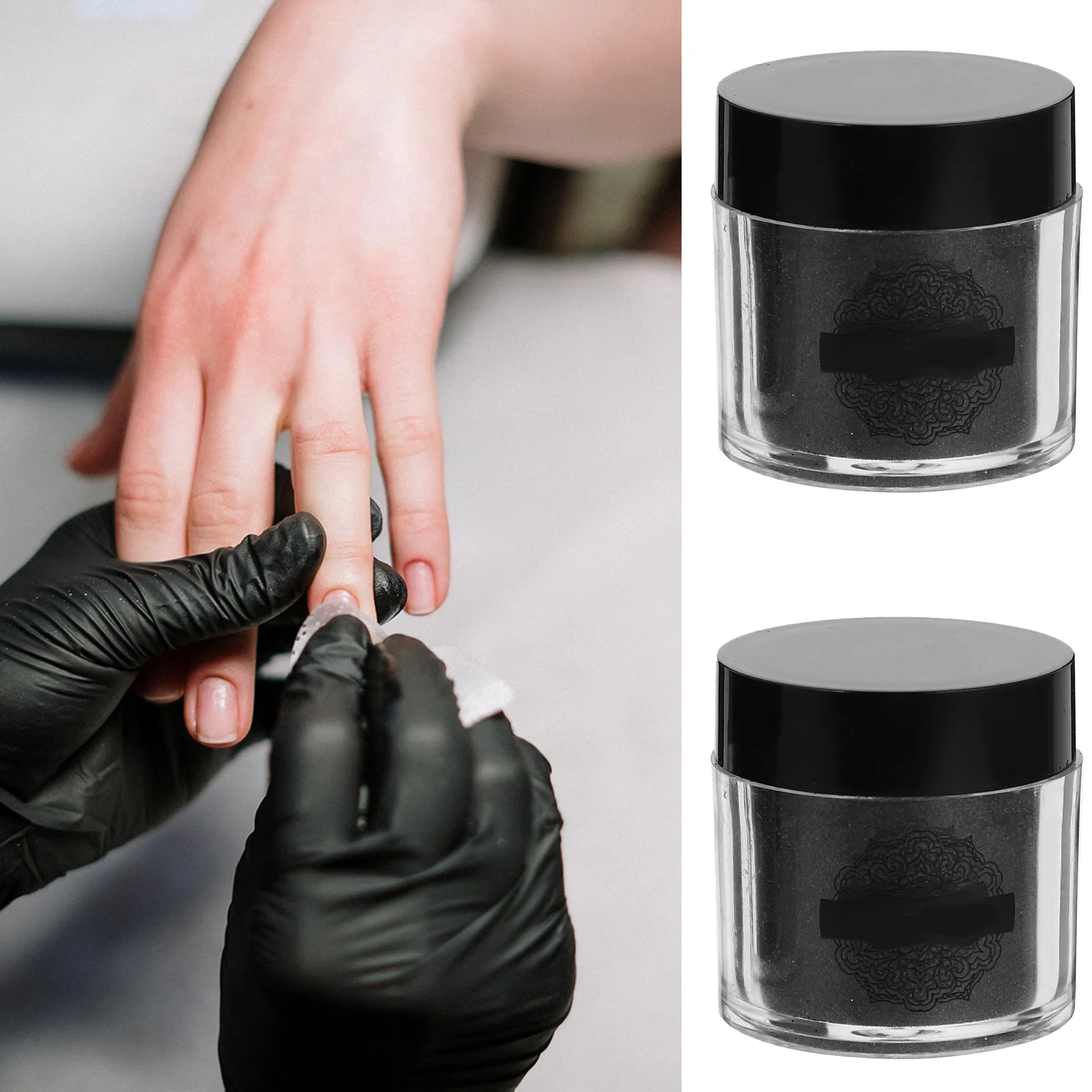 

2 Boxes Black Glitter Plastic Nail Art Accessories for DIY Manicure Gel Extensions Decoration sparkle creative