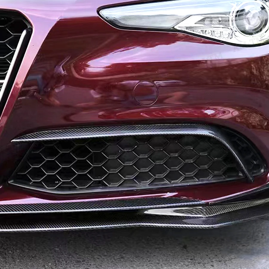 For Alfa Romeo Giulia 2015+ Real Carbon Fiber Carbon fiber wind knife Front Bumper Side Splitter Car Wind Blade Trims Body Kit