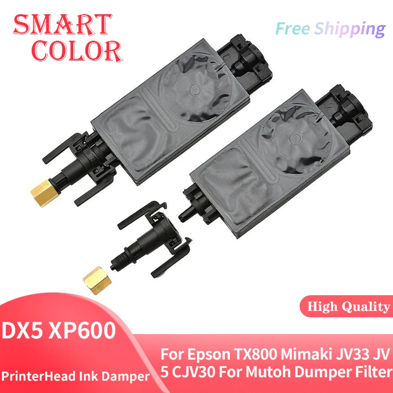 10/20/50/100pcs DX5 XP600 PrinterHead Ink Damper With Connector For Epson TX800 Mimaki JV33 JV5 CJV30 For Mutoh Dumper Filter