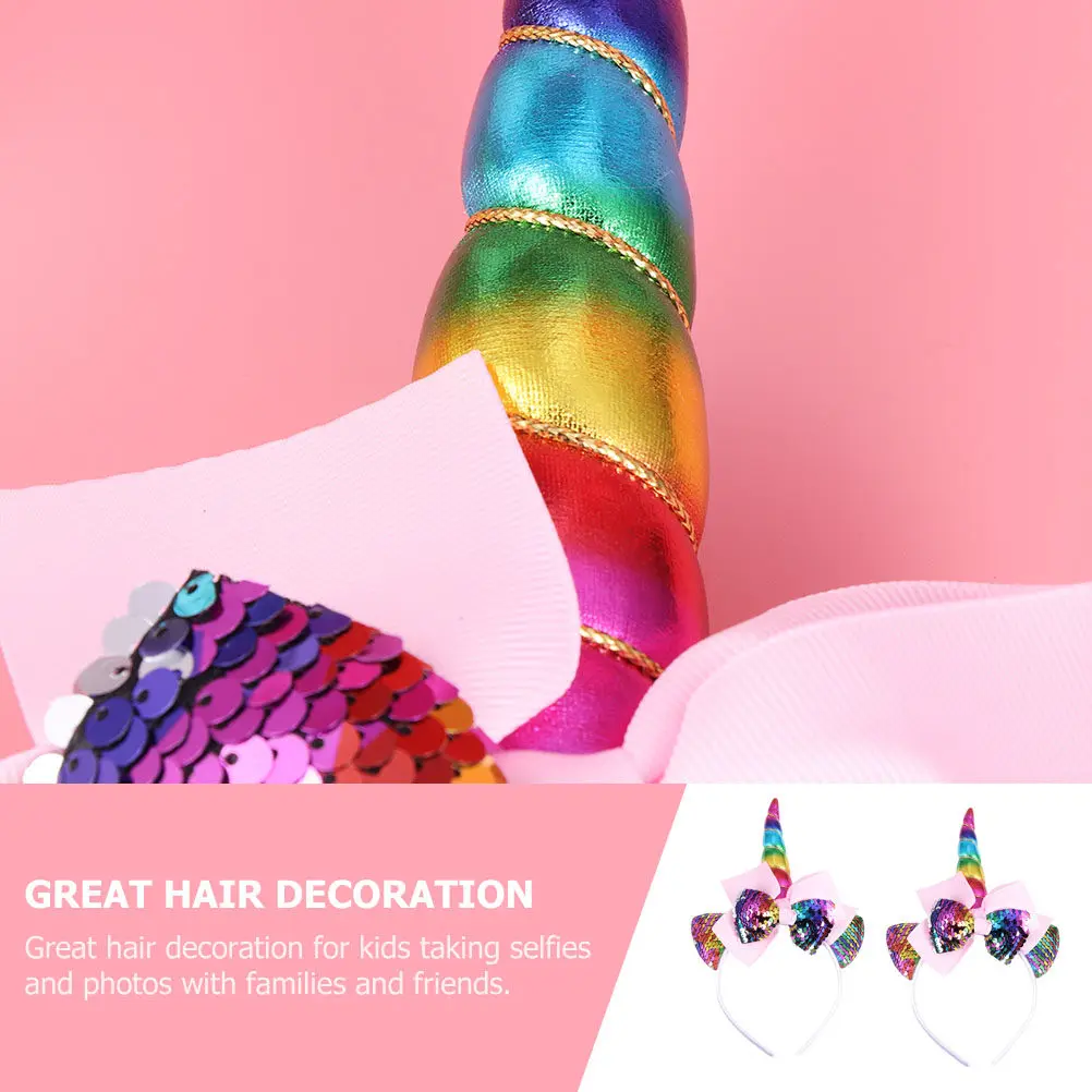 

2Pcs Cat Ear Headbands Lovely Bowknot Hair Hoops Unicorn Party Accessory Cute Fashion Hairband Hair Hoops Kids Headdress